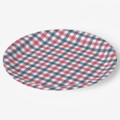 Rood Wit Blauw plaid Papieren Bordje (Gekanteld)