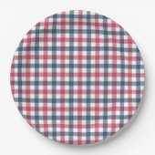 Rood Wit Blauw plaid Papieren Bordje (Voorkant)