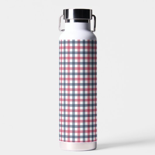 Rood Wit Blauw plaid Waterfles (Voorkant)