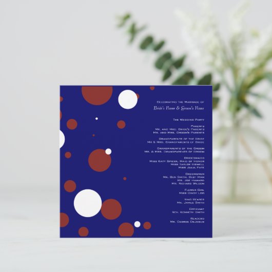 Rood, wit, blauw poka-weddenschap programmakaart (Staand voorkant)