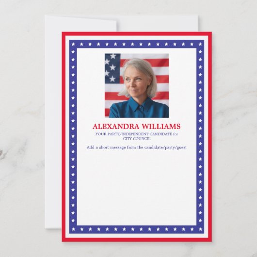 Rood Wit Blauw Politieke Fundraiser Genomineerde F Kaart (Achterkant)