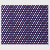 Rood Wit & Blauw Polka Dot Gift Wrap Cadeaupapier (Vlak)