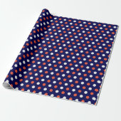 Rood Wit & Blauw Polka Dot Gift Wrap Cadeaupapier (Uitgerold)