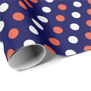 Rood Wit & Blauw Polka Dot Gift Wrap Cadeaupapier
