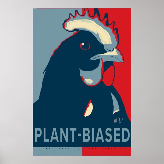 Rood Wit Blauw Pop Art Kip Poster Plant-biased (Voorkant)