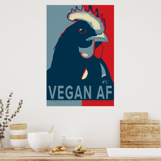 Rood Wit Blauw Pop Art Kip Poster - Vegan AF (Keuken)