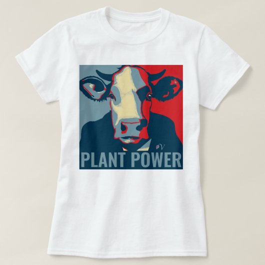 Rood Wit Blauw Pop Art Koe Tshirt Plant Power (Design voorkant)