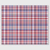 Rood, Wit, Blauw Preppy Madras Plaid Cadeaupapier (Vlak)