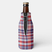 Rood, wit, blauw preppy Madras Pset Flesjeskoeler (Fles Achterkant)