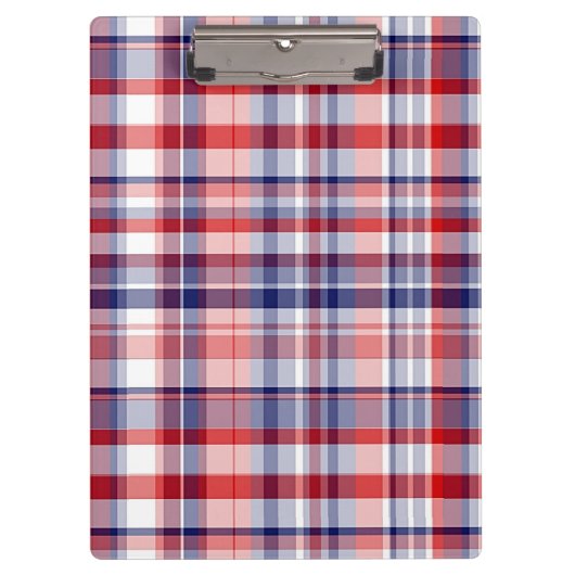 Rood, wit, blauw preppy Madras Pset Klembord (Voorkant)