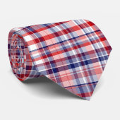Rood, wit, blauw preppy Madras Pset Stropdas (Opgerold)