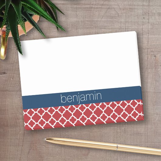 Rood wit blauw quatrefoil patroon post-it® notes