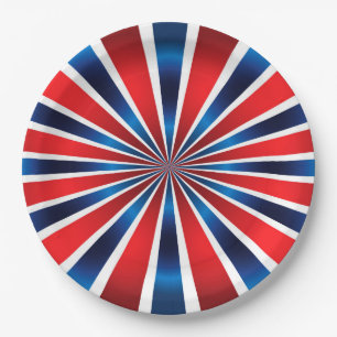 Rood Wit Blauw Radiaal patroon Papieren Bordje
