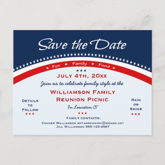 Rood Wit Blauw Reünie, Feest, Save the Date Aankondigingskaart (Voorkant)