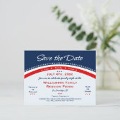 Rood Wit Blauw Reünie, Feest, Save the Date Aankondigingskaart (Staand voorkant)