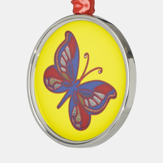 Rood wit blauw rondblauw vlindergeel rond Ornament (Links)