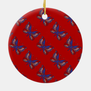 Rood wit blauw rondvliegend Ornament