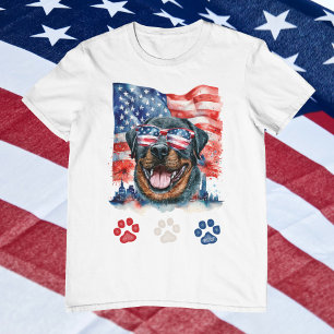 Rood Wit Blauw Rottweiler Hond American 4th van Ju T-shirt
