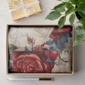 Rood Wit & Blauw Rozen  Geïnspireerd Decoupage Tissuepapier (Geschenk)