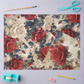 Rood Wit & Blauw Rozen  Geïnspireerd Decoupage Tissuepapier (Craft)