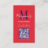 Rood Wit Blauw Scannable QR Code Logo Visitekaartje (Voorkant)