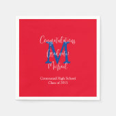 Rood Wit Blauw Scarlet Afstuderen Naam Monogram Servet (Voorkant)