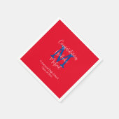 Rood Wit Blauw Scarlet Afstuderen Naam Monogram Servet (Hoek)