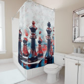 Rood, wit, blauw schaafkoppen koning, koningin, bi douchegordijn (In situ)