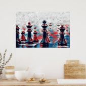 Rood, wit, blauw schaafkoppen koning, koningin, bi poster (Keuken)