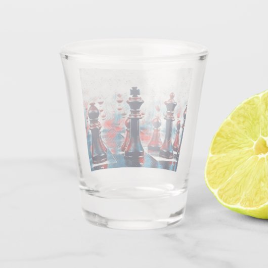 Rood, wit, blauw schaafkoppen koning, koningin, bi shot glas (Achterkant)