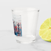 Rood, wit, blauw schaafkoppen koning, koningin, bi shot glas (Rechts)