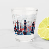 Rood, wit, blauw schaafkoppen koning, koningin, bi shot glas (Voorkant)