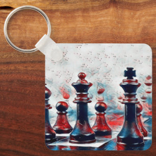 Rood, wit, blauw schaafkoppen koning, koningin, bi sleutelhanger