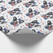 Rood Wit Blauw Schattige Bulldog Amerikaanse Vlag  Cadeaupapier (Hoek)
