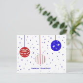 Rood, Wit & Blauw Seizoensgroeten Postkaart Feestdagenkaart (Staand voorkant)