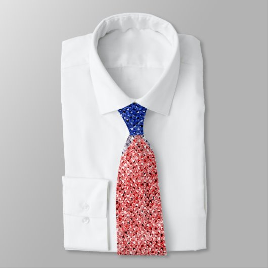 Rood Wit Blauw Sequin Effect Patriottische stropda Stropdas (Gebonden)