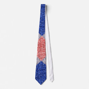 Rood Wit Blauw Sequin Effect Patriottische stropda Stropdas
