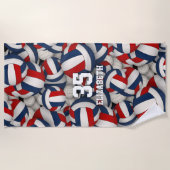 Rood Wit Blauw Sport Eindeloze volleyballen Patroo Strandlaken (Voorkant)
