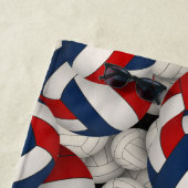 Rood Wit Blauw Sport Eindeloze volleyballen Patroo Strandlaken (In situ)