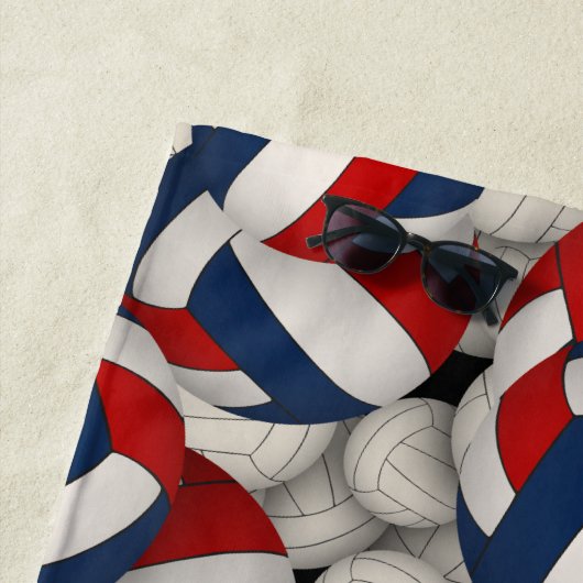 Rood Wit Blauw Sport Eindeloze volleyballen Patroo Strandlaken (In situ)