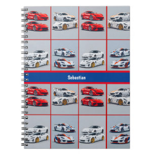 Rood Wit Blauw Sportieve Sportauto's Tienerjournaa Notitieboek