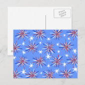 Rood Wit & Blauw Starbursts Briefkaart (Voorkant / Achterkant)
