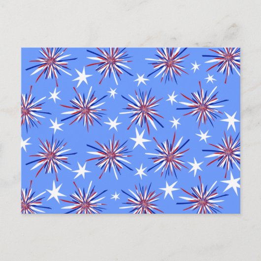Rood Wit & Blauw Starbursts Briefkaart (Voorkant)