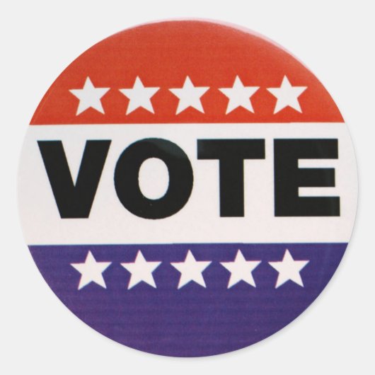 Rood Wit & Blauw Stemontwerp Ronde Sticker (Voorkant)