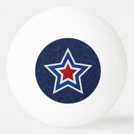 Rood, wit, blauw Ster Juli 4 Glitter Pingpongbal (Voorkant)