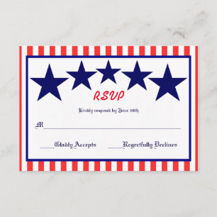 Rood Wit & Blauw Ster - RSVP-kaart RSVP Kaartje