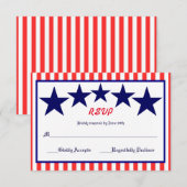Rood Wit & Blauw Ster - RSVP-kaart RSVP Kaartje (Voorkant / Achterkant)