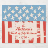 Rood Wit & Blauw Ster & Streep Familienaam Barbecu Bier Etiket (Enkel label)