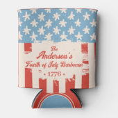 Rood Wit & Blauw Ster & Streep Familienaam Barbecu Blikjeskoeler (Voorkant)