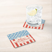 Rood Wit & Blauw Ster & Streep Familienaam Barbecu Kartonnen Onderzetters (Insitu)